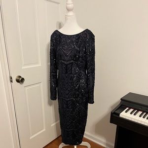 Dress the Population Emery Sequin Dress - Navy Blue